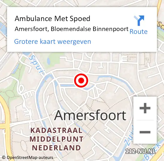 Locatie op kaart van de 112 melding: Ambulance Met Spoed Naar Amersfoort, Bloemendalse Binnenpoort op 6 november 2015 11:16