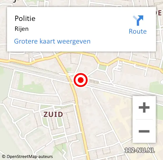 Locatie op kaart van de 112 melding: Politie Rijen op 6 november 2015 12:03