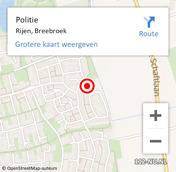 Locatie op kaart van de 112 melding: Politie Rijen, Breebroek op 6 november 2015 12:05