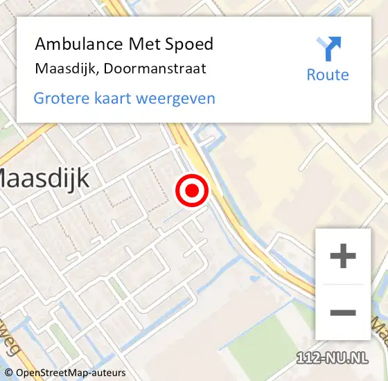 Locatie op kaart van de 112 melding: Ambulance Met Spoed Naar Maasdijk, Doormanstraat op 6 november 2015 12:36