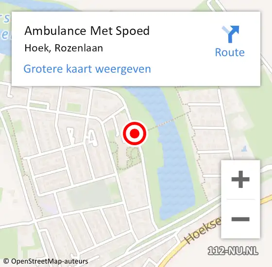 Locatie op kaart van de 112 melding: Ambulance Met Spoed Naar Hoek, Rozenlaan op 6 november 2015 13:02