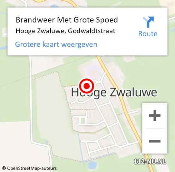 Locatie op kaart van de 112 melding: Brandweer Met Grote Spoed Naar Hooge Zwaluwe, Godwaldtstraat op 6 november 2015 13:20