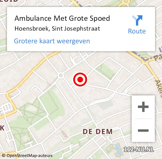 Locatie op kaart van de 112 melding: Ambulance Met Grote Spoed Naar Hoensbroek, Sint Josephstraat op 26 november 2013 07:53