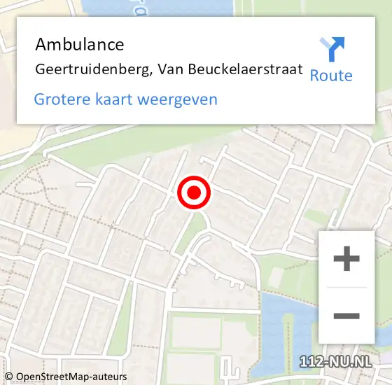 Locatie op kaart van de 112 melding: Ambulance Geertruidenberg, Van Beuckelaerstraat op 6 november 2015 13:32