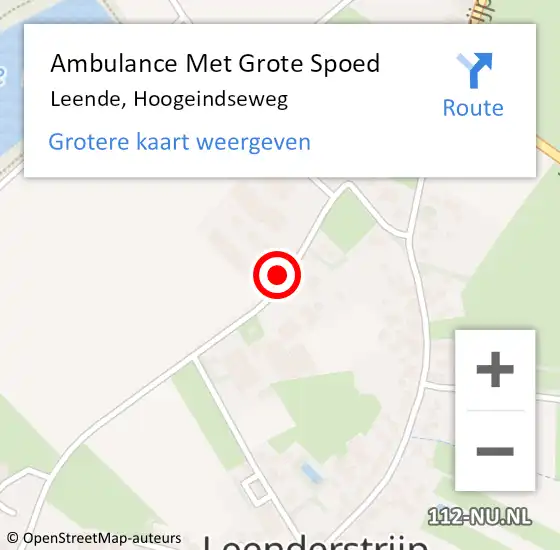 Locatie op kaart van de 112 melding: Ambulance Met Grote Spoed Naar Leende, Hoogeindseweg op 6 november 2015 13:38