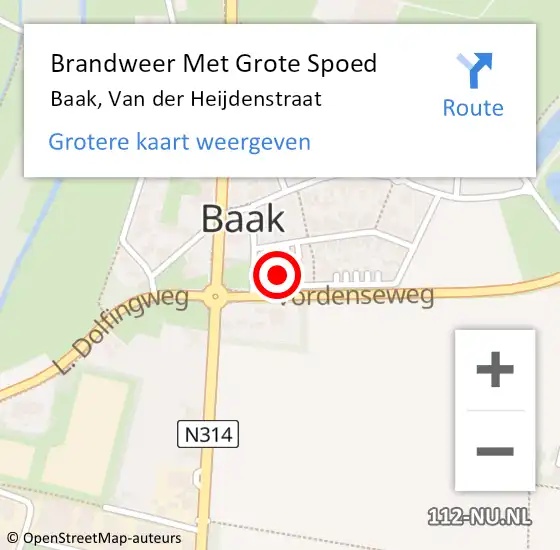 Locatie op kaart van de 112 melding: Brandweer Met Grote Spoed Naar Baak, Van der Heijdenstraat op 6 november 2015 14:14