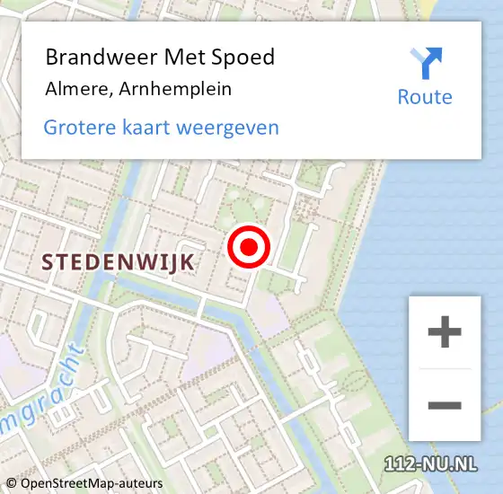 Locatie op kaart van de 112 melding: Brandweer Met Spoed Naar Almere, Arnhemplein op 6 november 2015 14:43