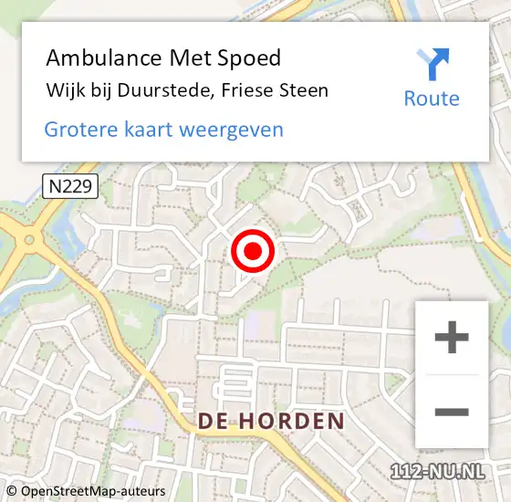 Locatie op kaart van de 112 melding: Ambulance Met Spoed Naar Wijk bij Duurstede, Friese Steen op 6 november 2015 15:43