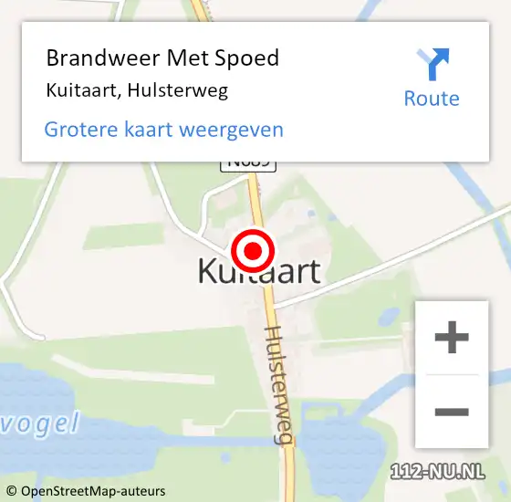 Locatie op kaart van de 112 melding: Brandweer Met Spoed Naar Kuitaart, Hulsterweg op 6 november 2015 15:50