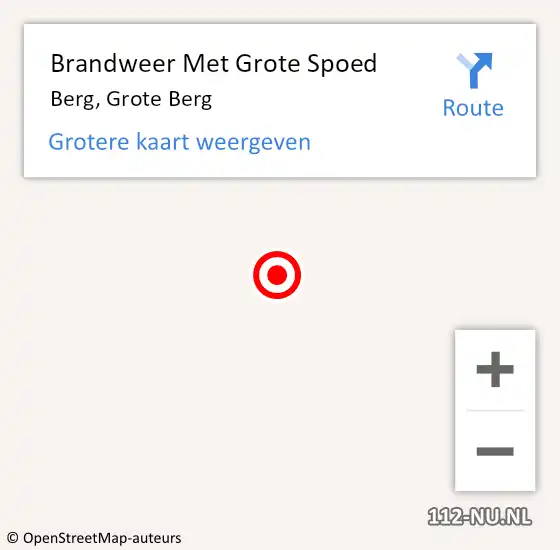 Locatie op kaart van de 112 melding: Brandweer Met Grote Spoed Naar Berg, Grote Berg op 6 november 2015 16:21