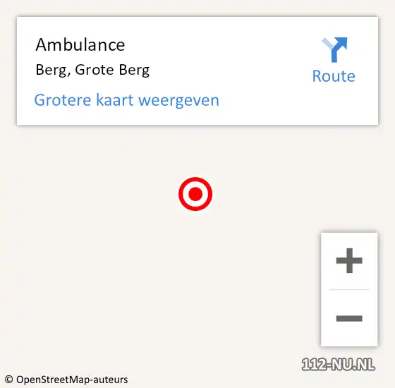Locatie op kaart van de 112 melding: Ambulance Berg, Grote Berg op 6 november 2015 16:23
