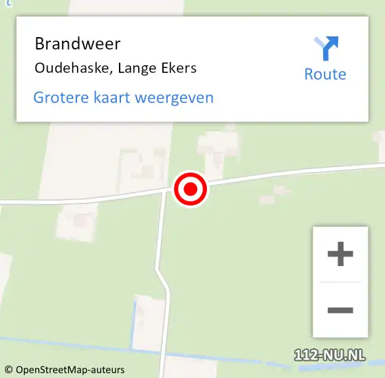 Locatie op kaart van de 112 melding: Brandweer Oudehaske, Lange Ekers op 6 november 2015 16:43