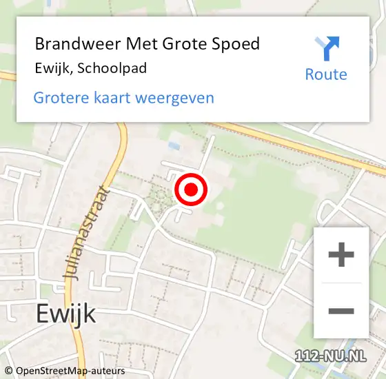 Locatie op kaart van de 112 melding: Brandweer Met Grote Spoed Naar Ewijk, Schoolpad op 6 november 2015 16:48