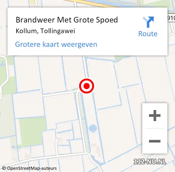 Locatie op kaart van de 112 melding: Brandweer Met Grote Spoed Naar Kollum, Tollingawei op 6 november 2015 17:09