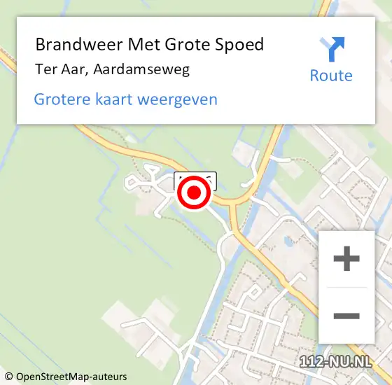 Locatie op kaart van de 112 melding: Brandweer Met Grote Spoed Naar Ter Aar, Aardamseweg op 6 november 2015 17:11