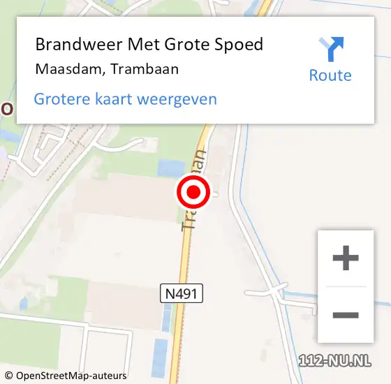 Locatie op kaart van de 112 melding: Brandweer Met Grote Spoed Naar Maasdam, Trambaan op 6 november 2015 17:39