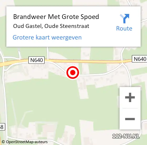 Locatie op kaart van de 112 melding: Brandweer Met Grote Spoed Naar Oud Gastel, Oude Steenstraat op 6 november 2015 18:52