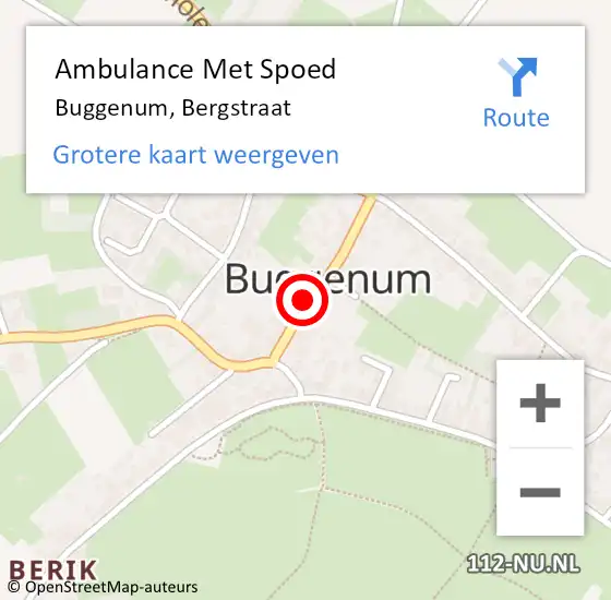 Locatie op kaart van de 112 melding: Ambulance Met Spoed Naar Buggenum, Bergstraat op 6 november 2015 19:04