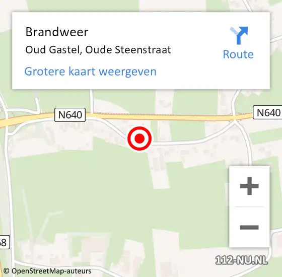 Locatie op kaart van de 112 melding: Brandweer Oud Gastel, Oude Steenstraat op 6 november 2015 19:21