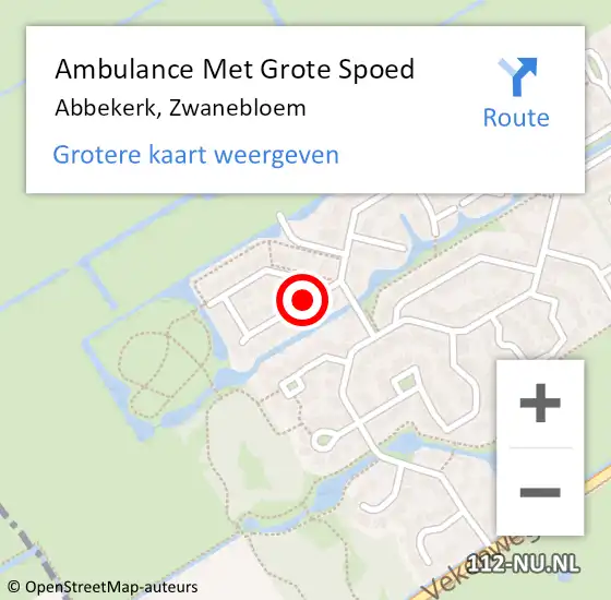 Locatie op kaart van de 112 melding: Ambulance Met Grote Spoed Naar Abbekerk, Zwanebloem op 6 november 2015 19:30