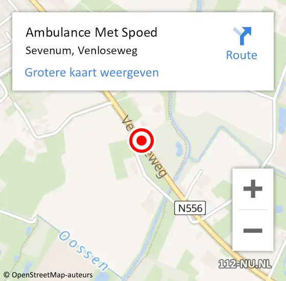 Locatie op kaart van de 112 melding: Ambulance Met Spoed Naar Sevenum, Venloseweg op 6 november 2015 20:21