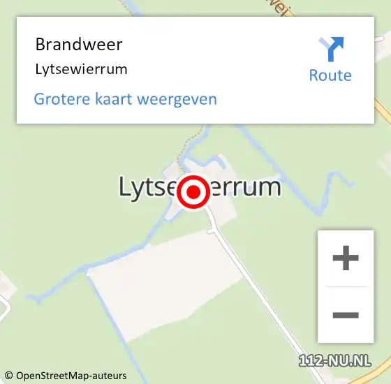 Locatie op kaart van de 112 melding: Brandweer Lytsewierrum op 6 november 2015 20:30