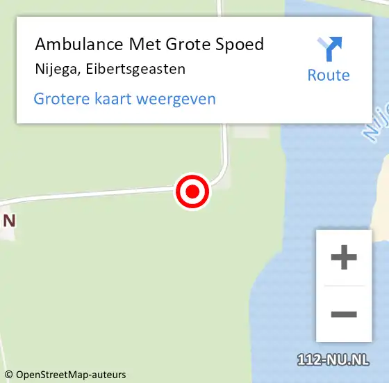 Locatie op kaart van de 112 melding: Ambulance Met Grote Spoed Naar Nijega, Eibertsgeasten op 6 november 2015 20:40