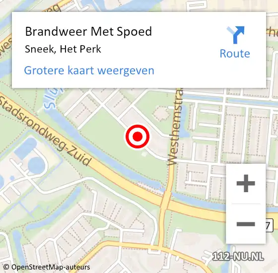 Locatie op kaart van de 112 melding: Brandweer Met Spoed Naar Sneek, Het Perk op 6 november 2015 23:45