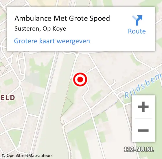 Locatie op kaart van de 112 melding: Ambulance Met Grote Spoed Naar Susteren, Op Koye op 7 november 2015 00:59