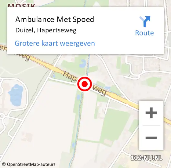 Locatie op kaart van de 112 melding: Ambulance Met Spoed Naar Duizel, Hapertseweg op 7 november 2015 01:52