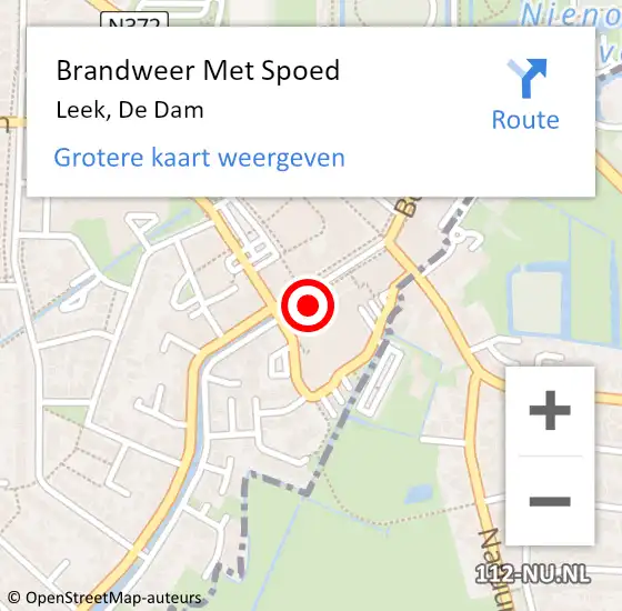 Locatie op kaart van de 112 melding: Brandweer Met Spoed Naar Leek, De Dam op 7 november 2015 02:21