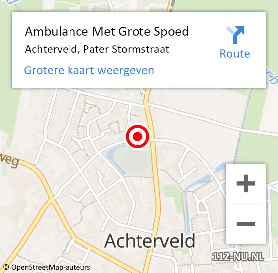 Locatie op kaart van de 112 melding: Ambulance Met Grote Spoed Naar Achterveld, Pater Stormstraat op 7 november 2015 03:15