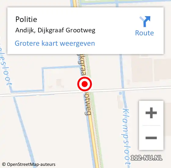 Locatie op kaart van de 112 melding: Politie Andijk, Dijkgraaf Grootweg op 7 november 2015 03:18