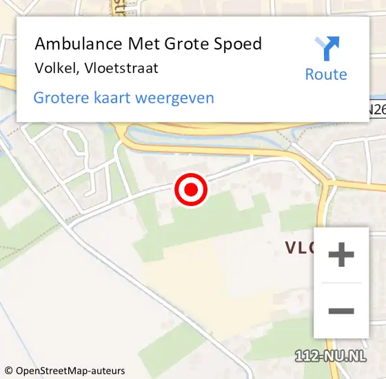 Locatie op kaart van de 112 melding: Ambulance Met Grote Spoed Naar Volkel, Vloetstraat op 7 november 2015 03:42