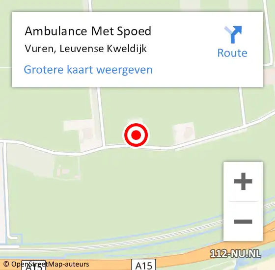 Locatie op kaart van de 112 melding: Ambulance Met Spoed Naar Vuren, Leuvense Kweldijk op 7 november 2015 04:25