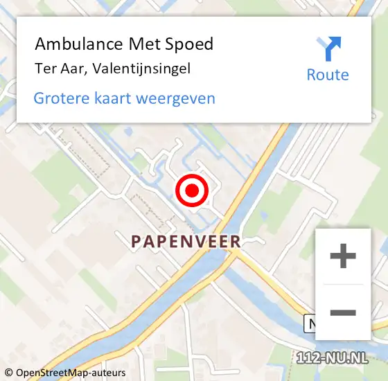 Locatie op kaart van de 112 melding: Ambulance Met Spoed Naar Ter Aar, Valentijnsingel op 7 november 2015 06:26