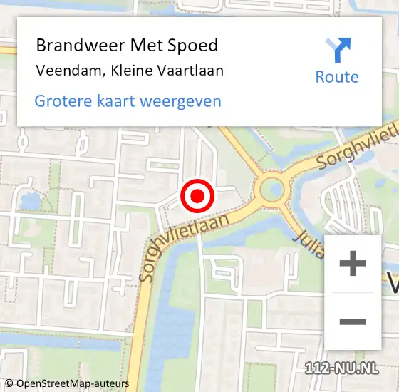 Locatie op kaart van de 112 melding: Brandweer Met Spoed Naar Veendam, Kleine Vaartlaan op 26 november 2013 09:17