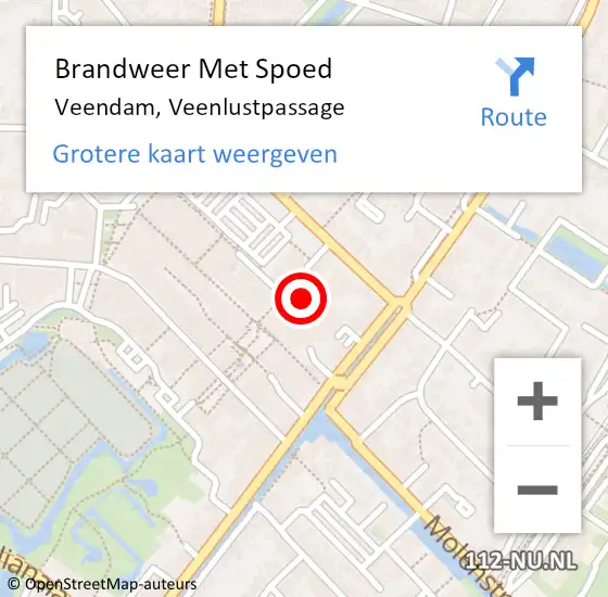 Locatie op kaart van de 112 melding: Brandweer Met Spoed Naar Veendam, Veenlustpassage op 7 november 2015 08:10