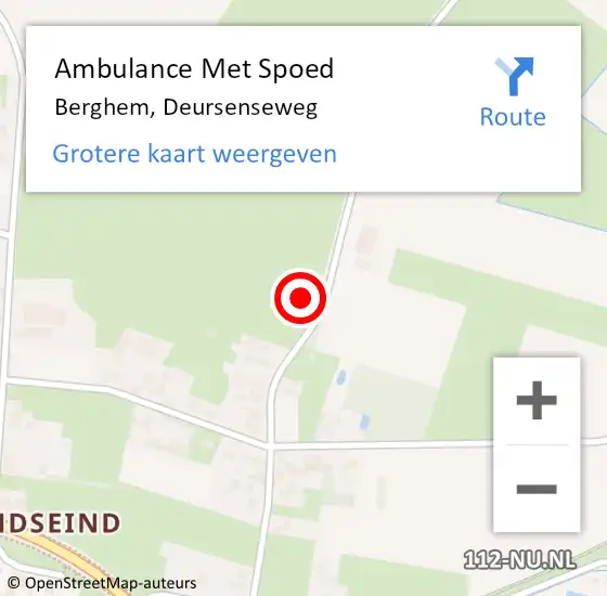 Locatie op kaart van de 112 melding: Ambulance Met Spoed Naar Berghem, Deursenseweg op 7 november 2015 09:11