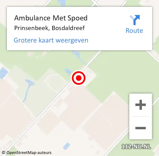 Locatie op kaart van de 112 melding: Ambulance Met Spoed Naar Prinsenbeek, Bosdaldreef op 7 november 2015 09:41