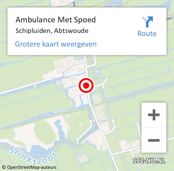 Locatie op kaart van de 112 melding: Ambulance Met Spoed Naar Schipluiden, Abtswoude op 7 november 2015 12:21