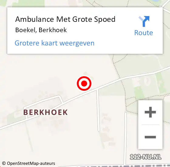 Locatie op kaart van de 112 melding: Ambulance Met Grote Spoed Naar Boekel, Berkhoek op 7 november 2015 12:37