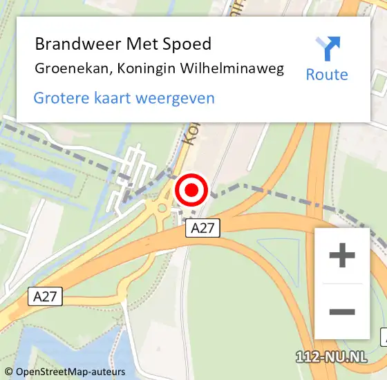 Locatie op kaart van de 112 melding: Brandweer Met Spoed Naar Groenekan, Koningin Wilhelminaweg op 7 november 2015 13:05