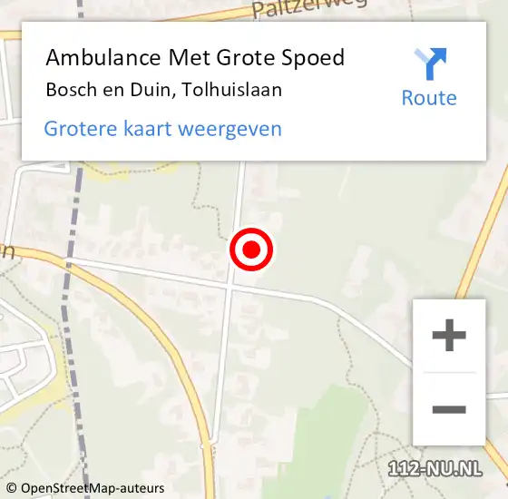 Locatie op kaart van de 112 melding: Ambulance Met Grote Spoed Naar Bosch en Duin, Tolhuislaan op 7 november 2015 15:29