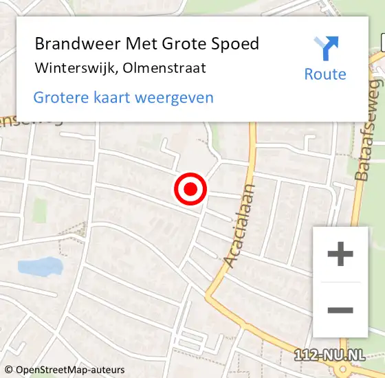 Locatie op kaart van de 112 melding: Brandweer Met Grote Spoed Naar Winterswijk, Olmenstraat op 7 november 2015 15:43