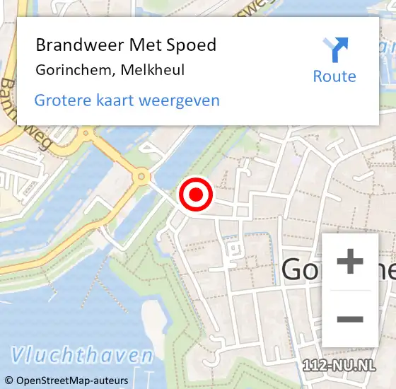 Locatie op kaart van de 112 melding: Brandweer Met Spoed Naar Gorinchem, Melkheul op 7 november 2015 15:50