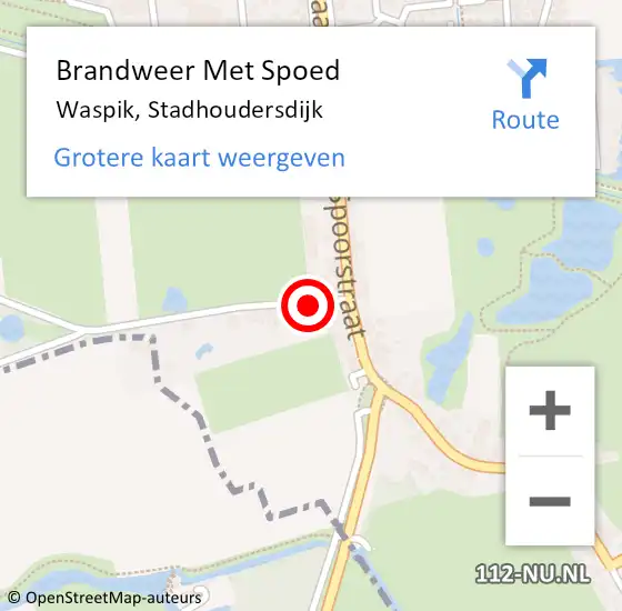 Locatie op kaart van de 112 melding: Brandweer Met Spoed Naar Waspik, Stadhoudersdijk op 7 november 2015 16:02