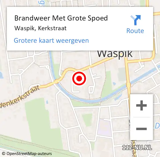 Locatie op kaart van de 112 melding: Brandweer Met Grote Spoed Naar Waspik, Kerkstraat op 7 november 2015 16:37