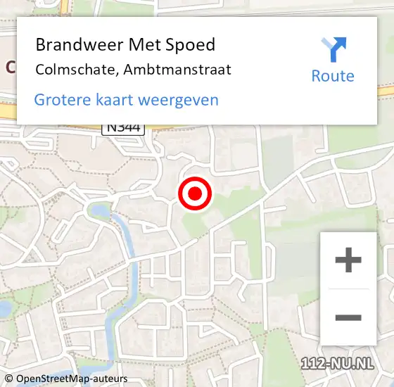 Locatie op kaart van de 112 melding: Brandweer Met Spoed Naar Colmschate, Ambtmanstraat op 7 november 2015 16:50