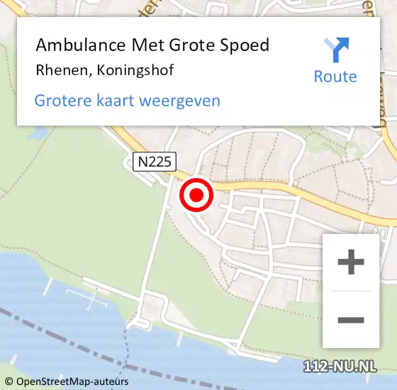 Locatie op kaart van de 112 melding: Ambulance Met Grote Spoed Naar Rhenen, Koningshof op 7 november 2015 17:00